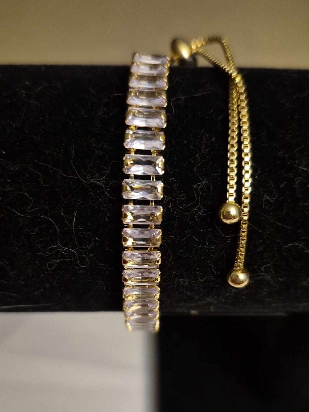 Gold-Plated Clear Stone Tennis Bracelet - Women Jewelry